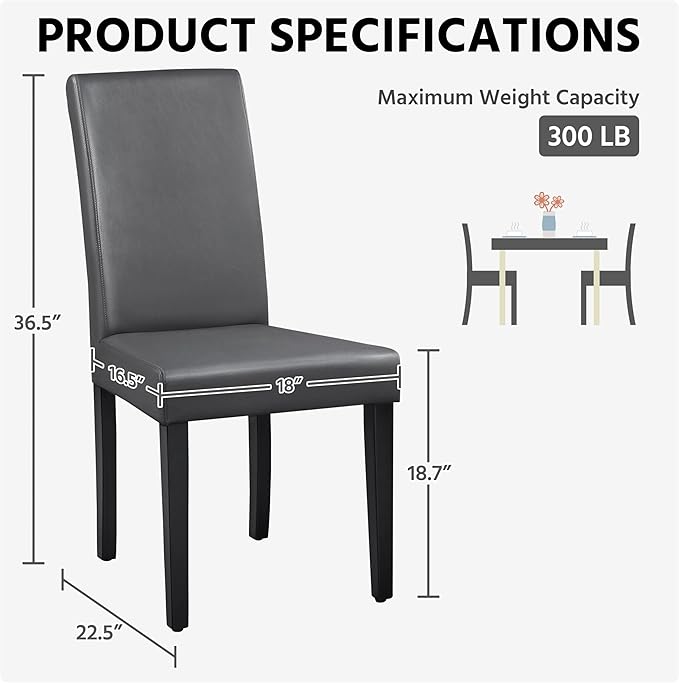 Yaheetech Dining Chairs Set of 2 Faux Leather Modern Dining Room Chairs - Image 3