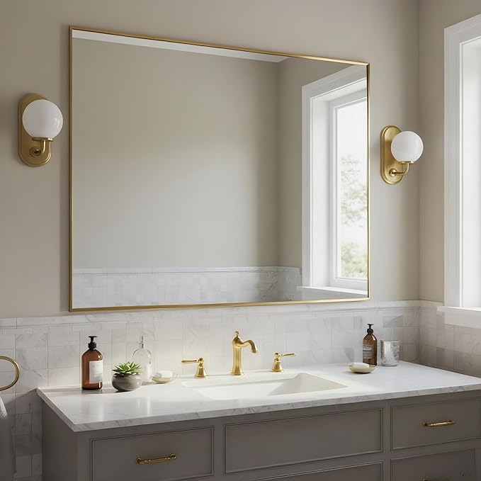 27x36 Inch Brass Bathroom Mirror - Image 3
