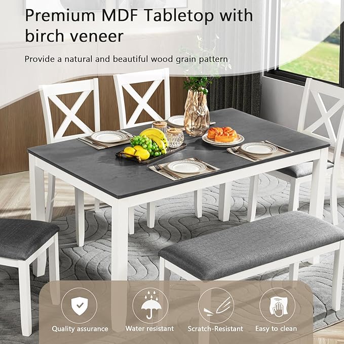 soges 6-Piece Kitchen Dining Table Set - Image 4