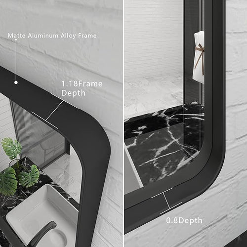 24x36 Inch Black Framed Mirror for Wall, Matte Black Bathroom Rectangle Mirror - Image 2