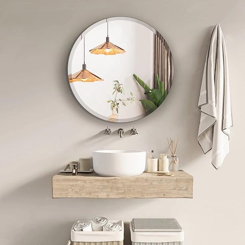 24" Frameless Beveled Round Mirror - Image 2
