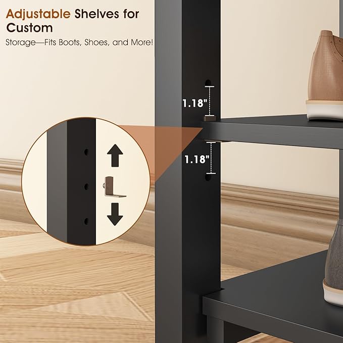 Shoe Rack Bench Seat Rubberwood 2-Tier Wooden Storage Bench 550lbs Compact - Image 4