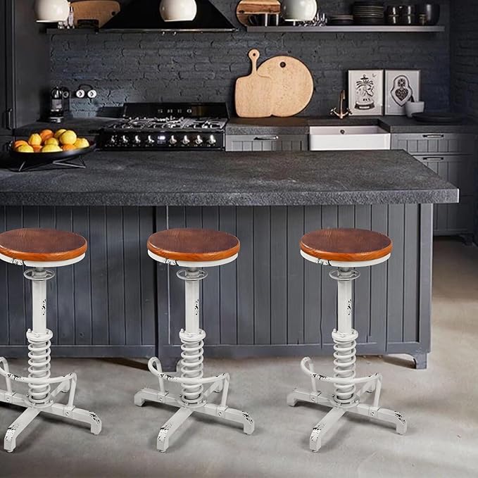 American Antique Steampunk Bar Stool 24.41"-28.35" Vintage Industrial - Image 9