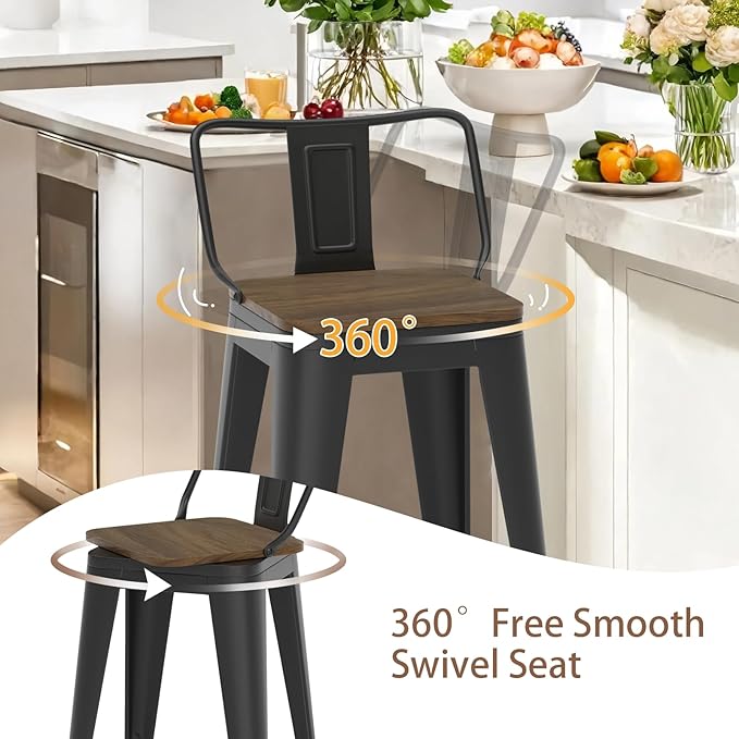 26 Inch Swivel Bar Stools Set of 4, Counter Height Bar Stools - Image 7