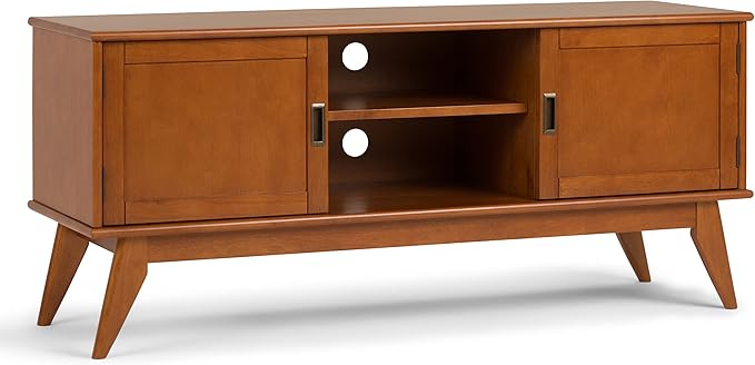 SIMPLIHOME Draper SOLID HARDWOOD 60 inch Wide Mid Century Modern TV Media Stand by SimpliHome