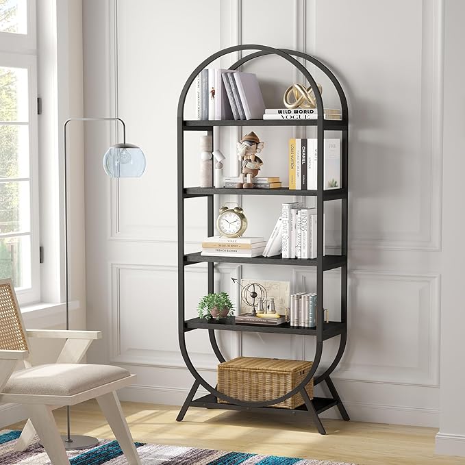 Bookshelf Arched Bookcase Set 2, 5 Tier Open Freestanding Display Shelf - Image 6