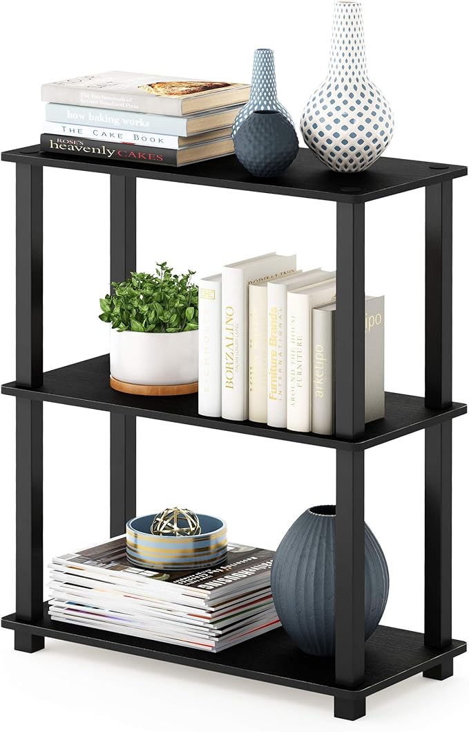 Furinno Turn-S-Tube 3-Tier Compact Multipurpose Shelf 2-Pack Americano/Black - Image 4