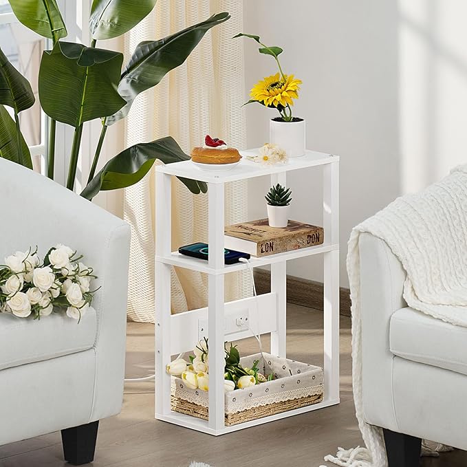 3-Tier Small Narrow Wood Side Table - Image 2