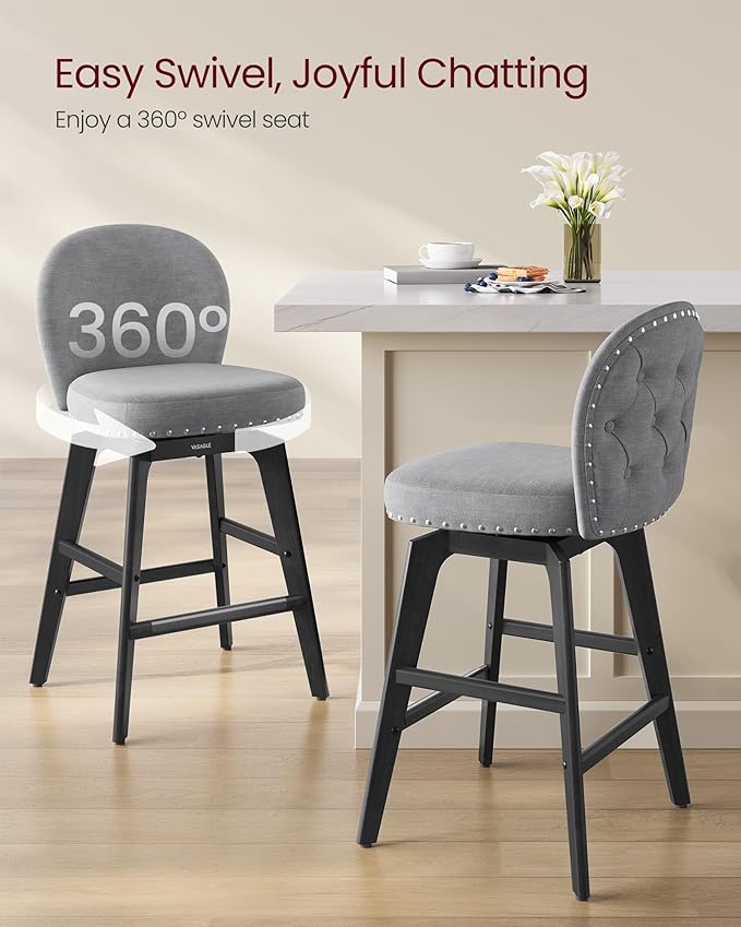 VASAGLE Bar Stools Set of 4, Swivel Counter Height Bar Stools - Image 4