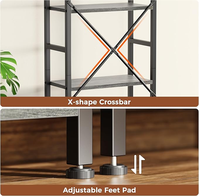 SUPERJARE Triple 6 Tier Bookshelf, Bookcase - Image 6