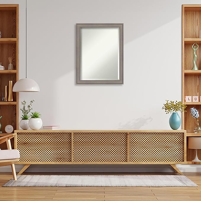 Amanti Art Grey Wall Mirror 28x22 Greywash Rectangle Bathroom Mirror - Image 4