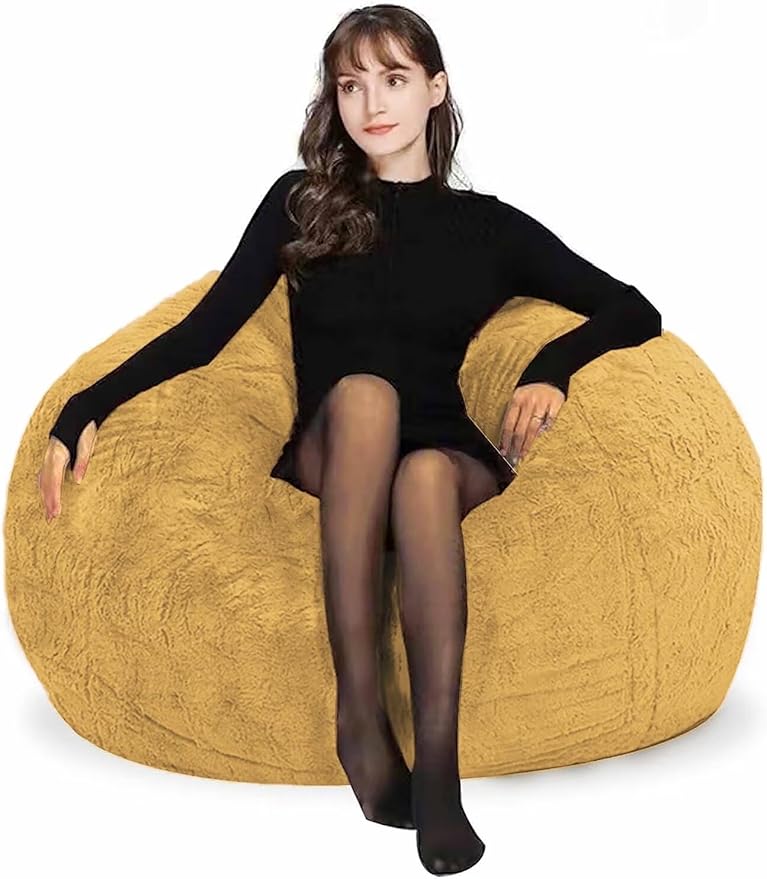 Bean Bag Chair for Adults Kids Without Filling Comfy Fluffy Oversized Round by FunnyFurnitureforYourHous
