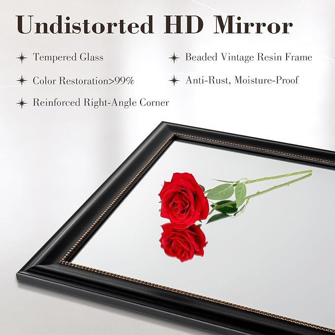 Axeman 32x48 Rectangular Wall Mirror, Decorative Bathroom Mirror, Traditional - Image 3