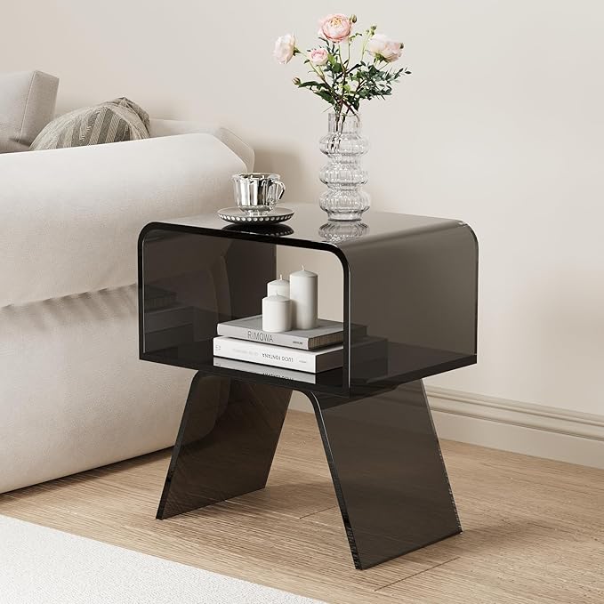 Acrylic Nightstand Side Table Modern nightstand Clear Home Decor Display End - Image 4