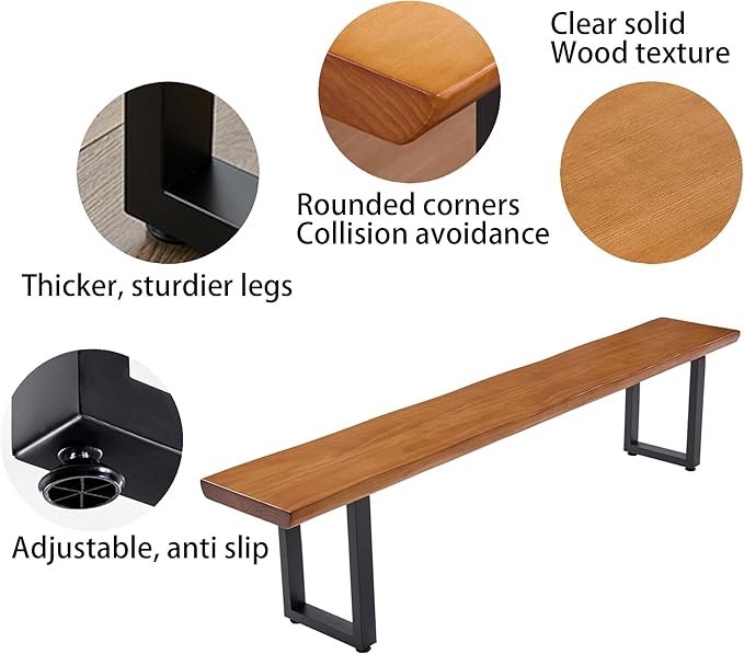 "Durable Solid Wood Top Bench - Image 4