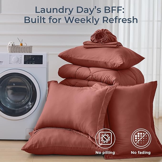 HEVUMYI Terracotta Full Comforter Set - Image 7