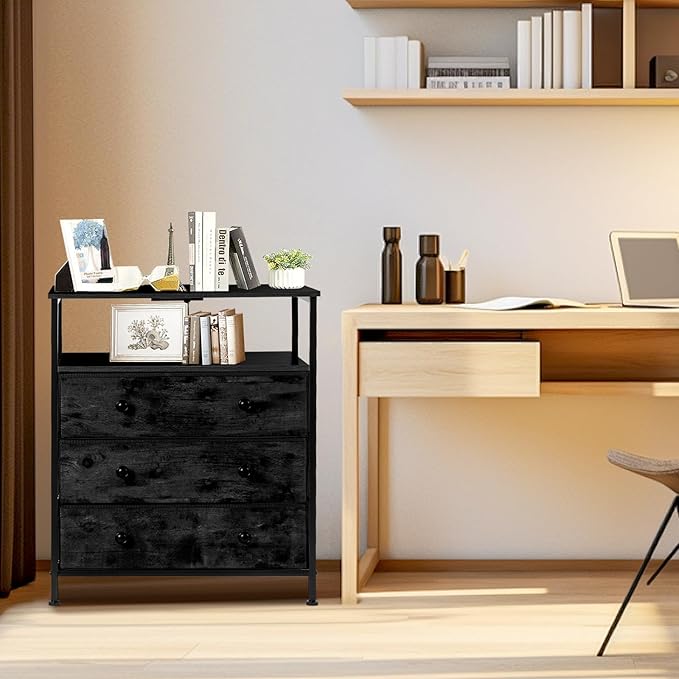 3 Drawers Dresser with Charging Station, 24 Inch Wide LED Night Stand Set 2 - Image 8