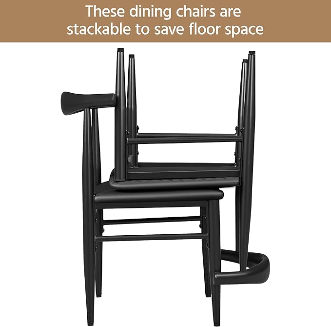 Yaheetech Dining Chairs Set of 6 Mid Century Modern Leather Dining Room Chairs - Image 5