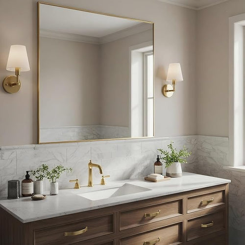 24x32 Inch Brass Bathroom Mirror - Image 2