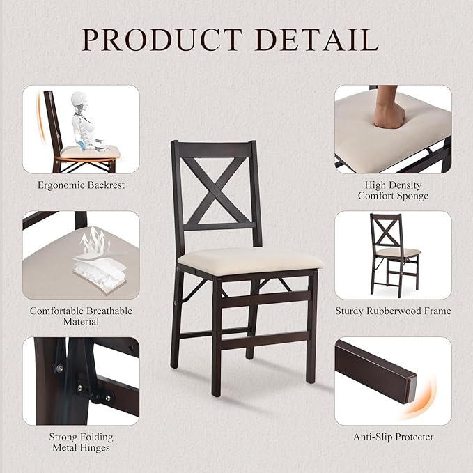 COLAMY Folding Dining Chairs Set of 6, Foldable Chairs - Image 4