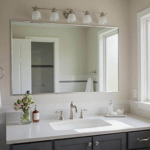 24x40 Inch Nickel Bathroom Mirror - Image 2