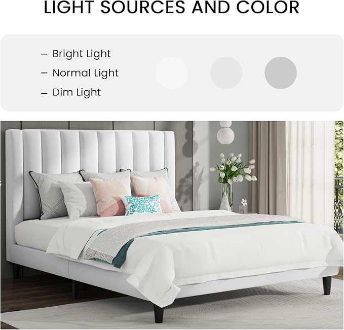 SHA CERLIN Full Bed Frame/Velvet Upholstered Platform Bed Frame - Image 4