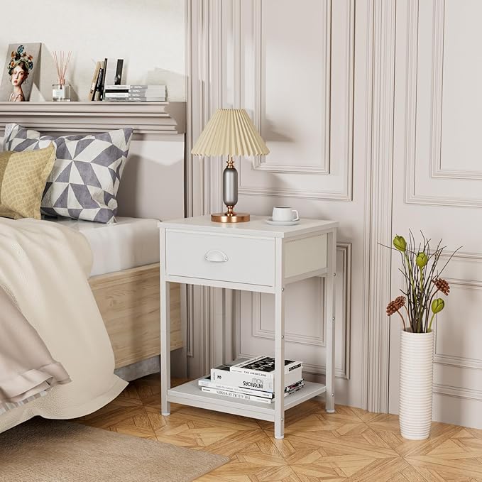 Furologee White Nightstands Set of 2, End Table - Image 6