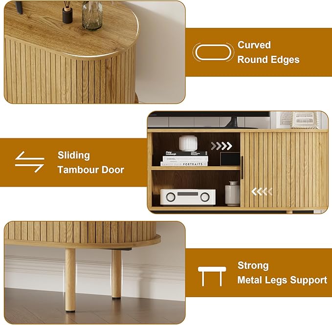 GarveeHome 70.1" TV Stand, Modern TV Console Table - Image 3