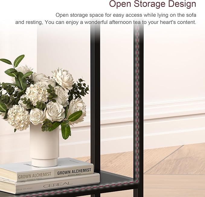 Narrow Side Table for Small Space Set of 2, 2-Tier Small End Table - Image 6