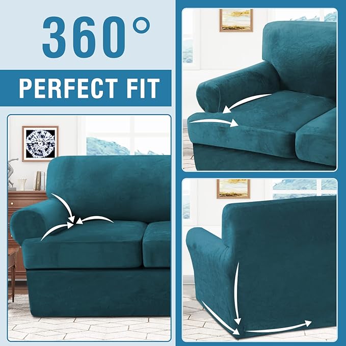 H.VERSAILTEX Sofa Cover 3 Piece T Cushion Sofa Slipcovers Thick Velvet Couch - Image 8