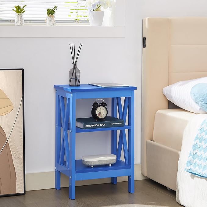 VECELO End Table, Bedside Table, X-Design Reinforced Nightstands, Side Table - Image 8