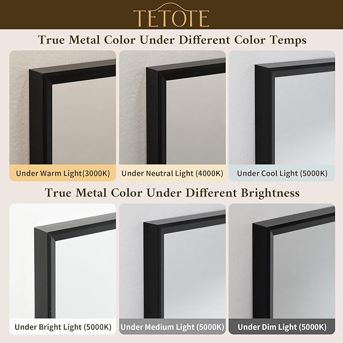 TETOTE Matte Black Beveled Framed Bathroom Mirror 72" x 36" Large Black - Image 9