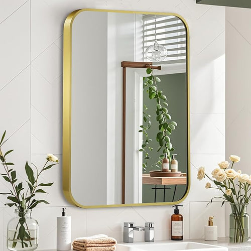 24x36 Inch Gold Mirror, Framed Rectangle Mirror - Image 2