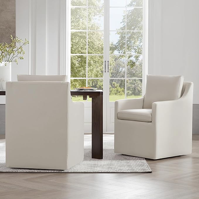 Upholstered Dining Chairs with Casters Washable Cover Side Deskchair with by Kislot