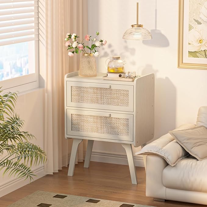 Lerliuo Rattan Nightstand, Boho Night Stand - Image 7