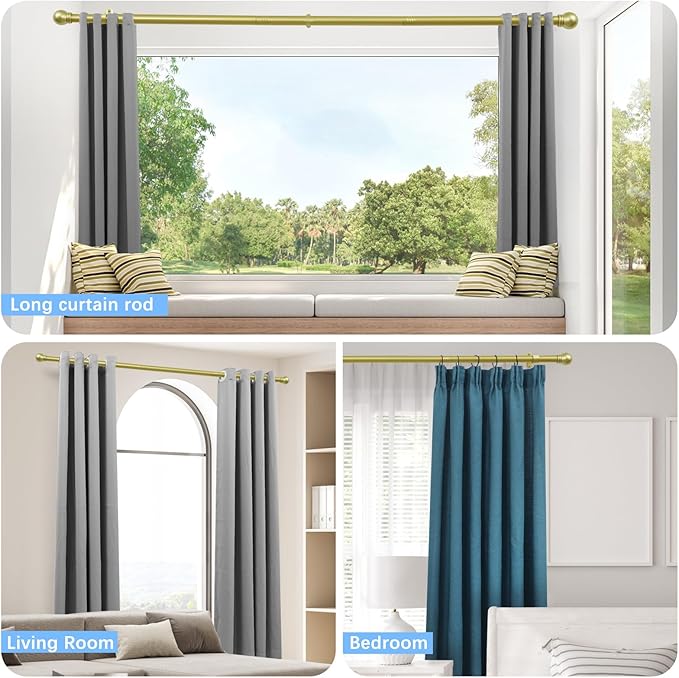 Curtain Rods for Windows 16 to 92 Inches, Curtain Rod Max Adjustable Length of - Image 6