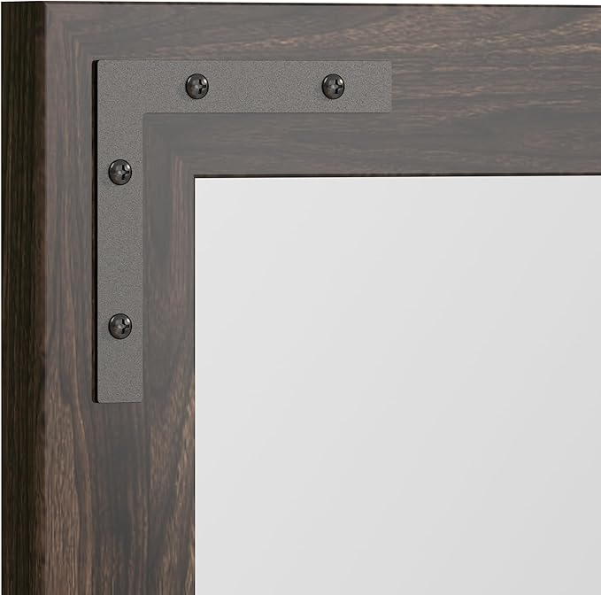 VocalStar Black Wood Framed Mirror 18 x 26 Inch, Rustic Natural Black Wooden - Image 7