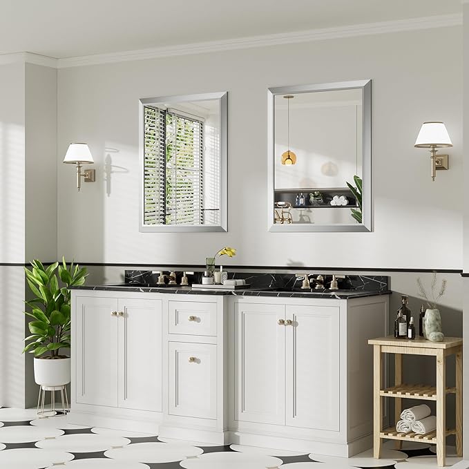 28x36 Inch Silver Bathroom Mirror - Image 4