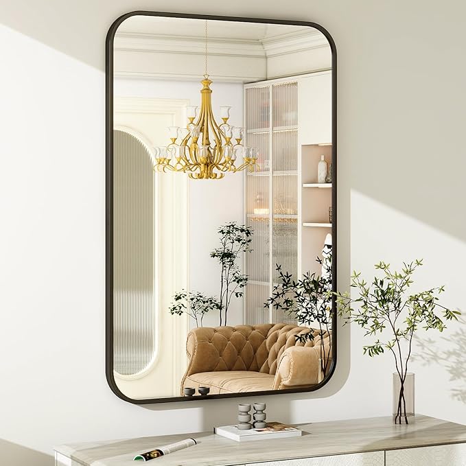 26 x 38 Inch Bathroom Mirror, Rounded Rectangular Vanity Mirror - Image 6