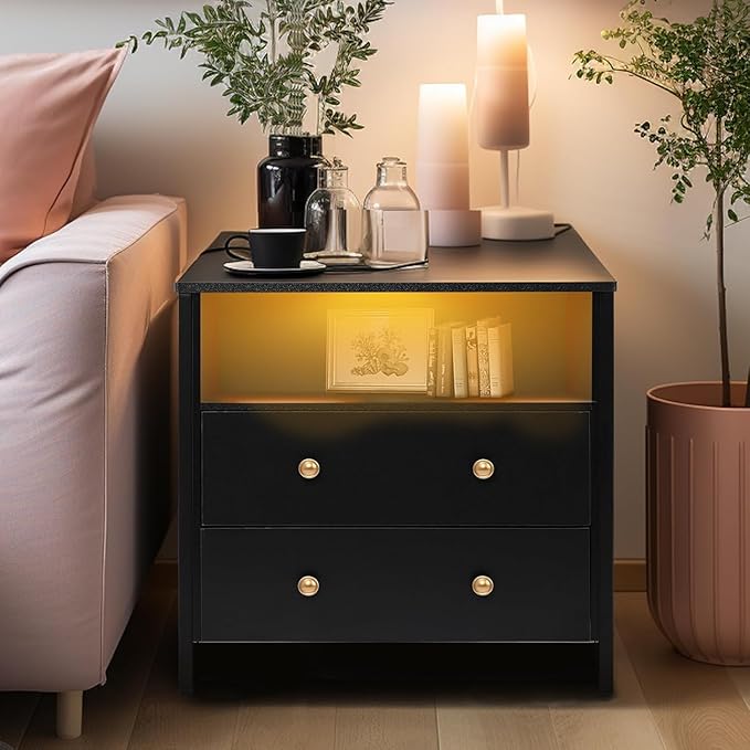 27 Inch Wide Night Stand, Large Wood Night Stand Set 2 - Image 8