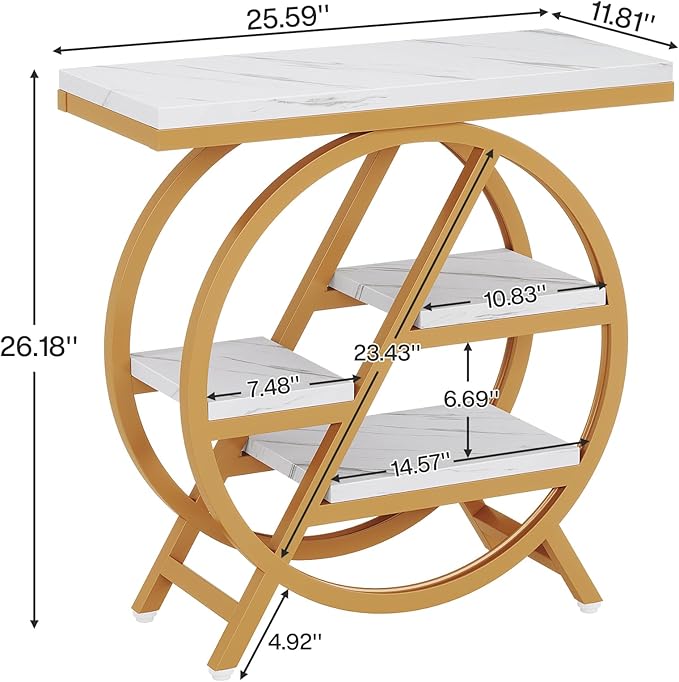 Tribesigns End Table for Living Room, 3-Tier Faux Marble Side Table - Image 2