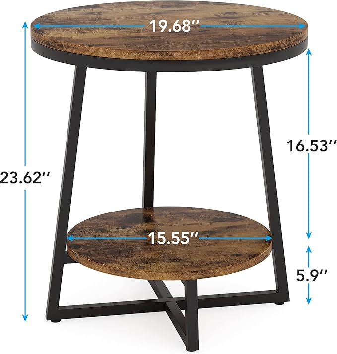 Tribesigns Round End Table Set of 2, 2 Tier Side Table - Image 3