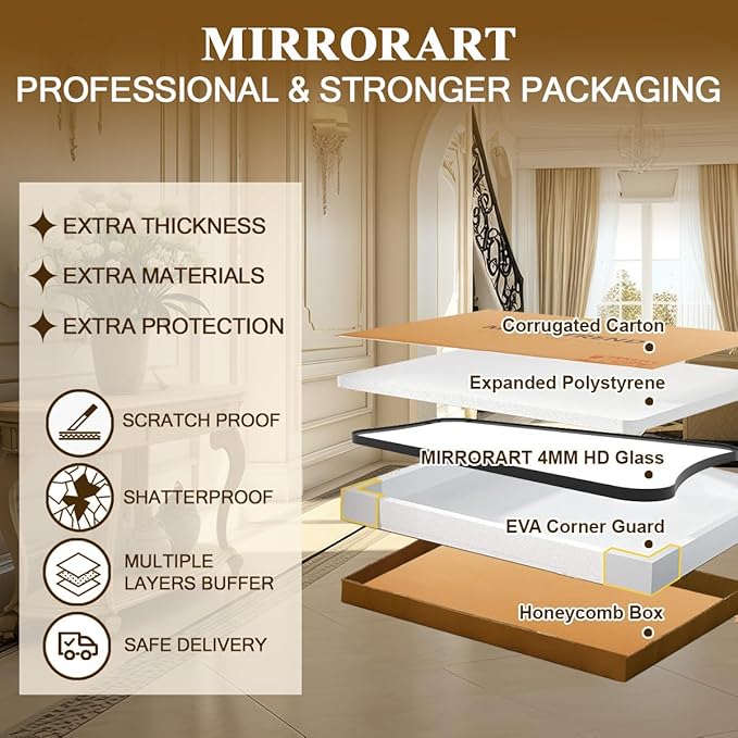 Black Bathroom Vanity Mirrors, 24 x 36 Irregular Wall Mirror - Image 9