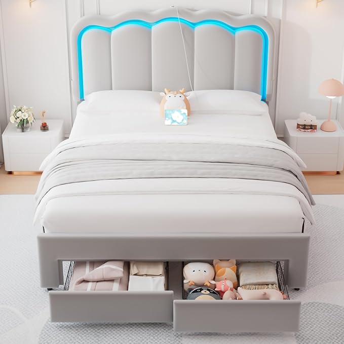 Full Upholstered LED Bed Frame - Image 3