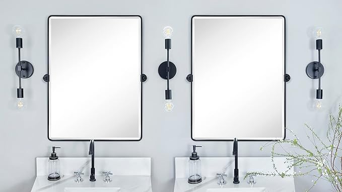 TEHOME 30x40 Pivot Mirror Matt Black Tilt Bathroom Vanity Mirror Large Black - Image 8