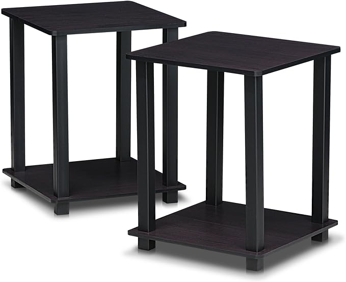 Furinno Simplistic Set of 2 End Table, Dark Walnut by Furinno-FitsYourSpaceFitsYourBudget