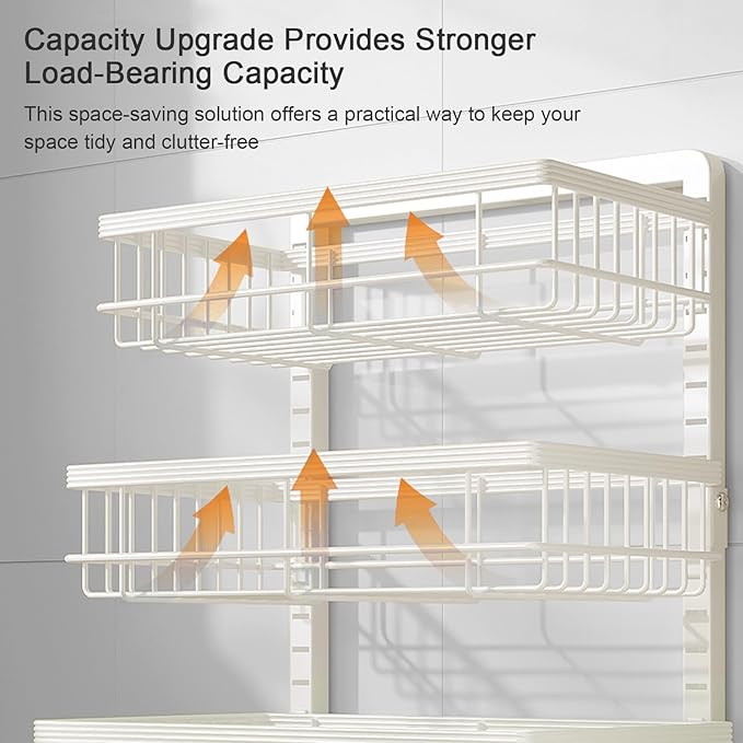 Aupekro 4-Tier Kitchen Storage Cart, Metal Utility Rolling Cart - Image 4