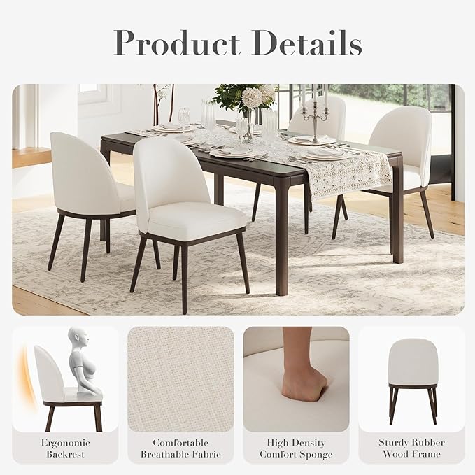 COLAMY Upholstered Dining Chairs Set of 2, Large Dining Room Kitchen Chairs - Image 3