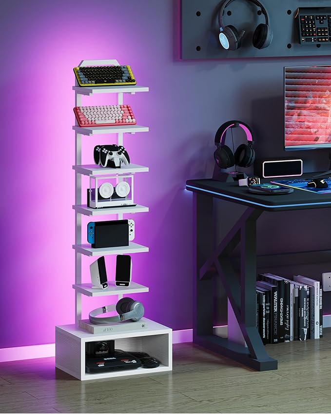 8-Tier Bookshelf, LED Bookcase - Image 7