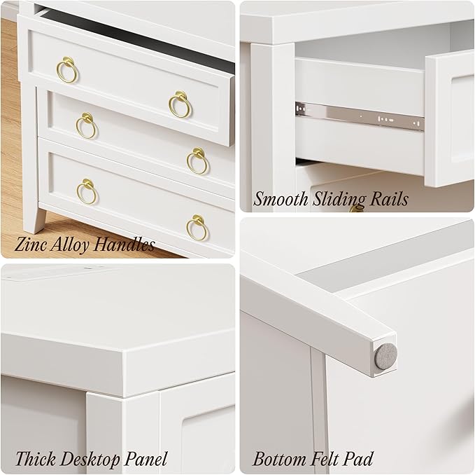 Huuger Paint Night Stand with Charger Station and USB-C Port, 3 Drawer - Image 9